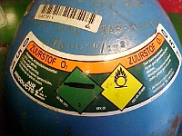 Cylinder etiket goed  Bovenkant gasfles