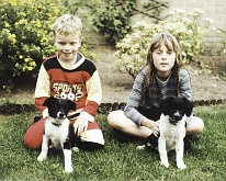 familiestamboom01 Achter in de tuin bugelstraat met de honden